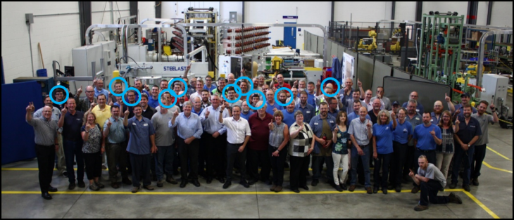 Group photo of Steelastic team