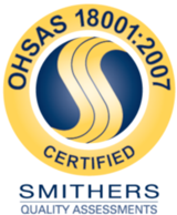 Smithers Quality Assessments certification badge for OHSAS 18001:2007
